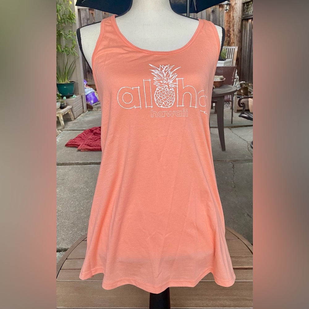 Aloha Hawaii Pineapple Women's Coral Racer Back Tank Top Size XL 16-18